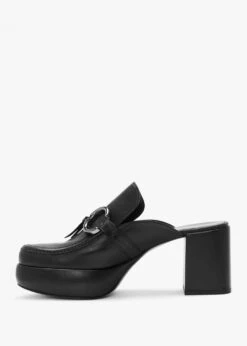 Kennel & Schmenger Ira Black Leather Backless Block Heel Loafers -Daniel Footwear Shop ks ira p135141 195319 image