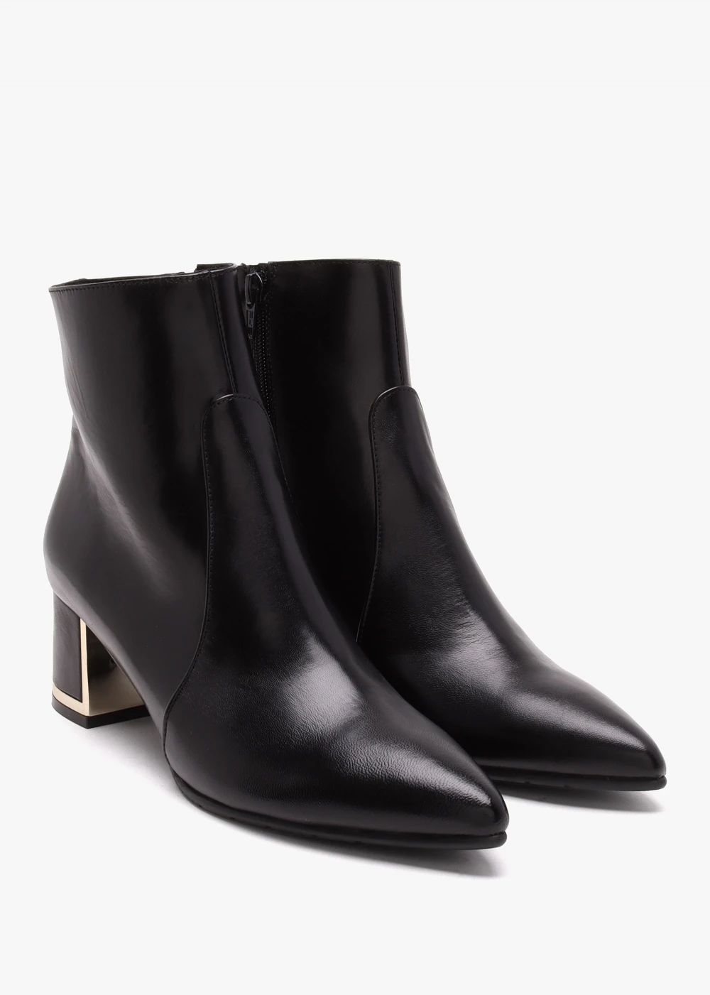 Black Leather Block Heel Ankle Boots 2 Black Leather Block Heel Ankle Boots - Image 2