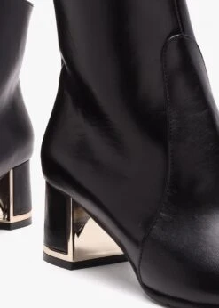 Black Leather Block Heel Ankle Boots 9 Black Leather Block Heel Ankle Boots -Daniel Footwear Shop lg ankle p140677 217140 image