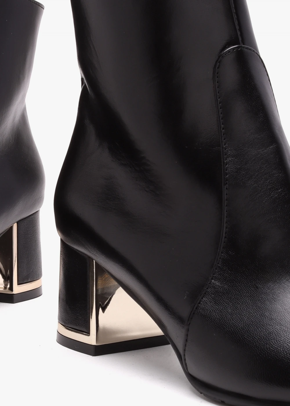 Black Leather Block Heel Ankle Boots 5 Black Leather Block Heel Ankle Boots - Image 5