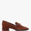 Tan Suede Block Heel Loafers