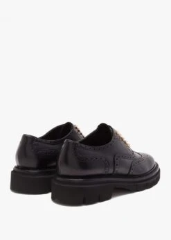 Black Leather Embellished Laceless Brogues -Daniel Footwear Shop lg brogue p140680 217179 image