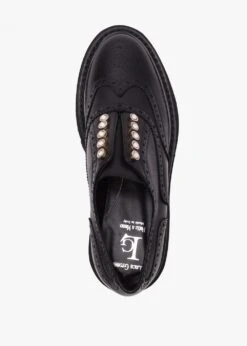 Black Leather Embellished Laceless Brogues -Daniel Footwear Shop lg brogue p140680 217180 image