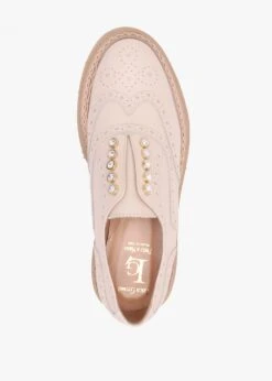 Cream Leather Embellished Laceless Brogues -Daniel Footwear Shop lg brogue p140681 217174 image