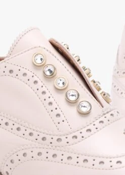 Cream Leather Embellished Laceless Brogues -Daniel Footwear Shop lg brogue p140681 217175 image