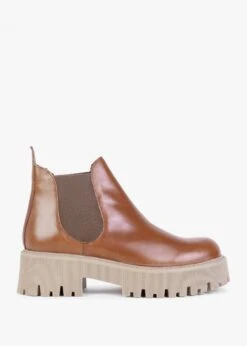Lizzie Tan Leather Chelsea Boots