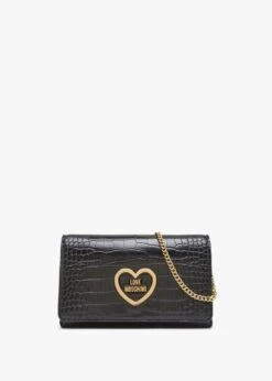 LOVE MOSCHINO Croc Black Heart Shoulder Bag