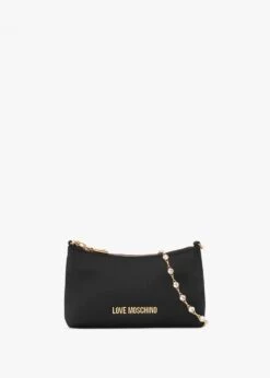 LOVE MOSCHINO Diamante Strap Black Shoulder Bag