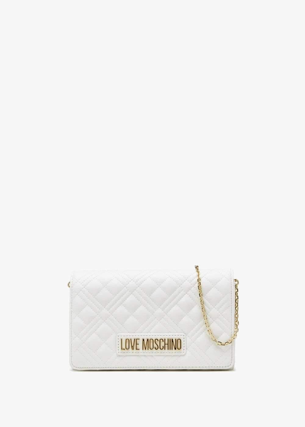 LOVE MOSCHINO Diamond Quilt Flapover Off White Cross-Body Bag 1 LOVE MOSCHINO Diamond Quilt Flapover Off White Cross-Body Bag