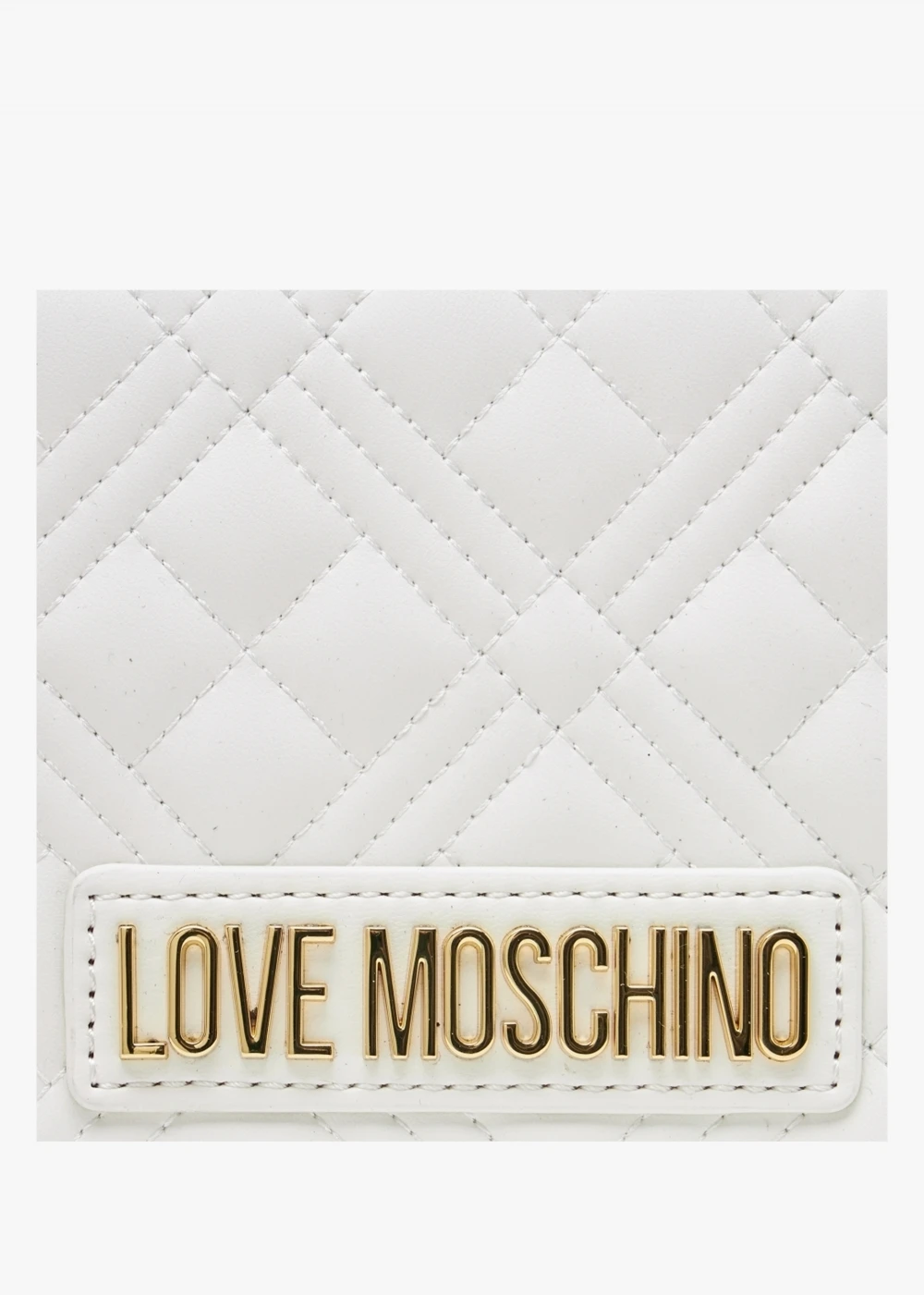 LOVE MOSCHINO Diamond Quilt Flapover Off White Cross-Body Bag 4 LOVE MOSCHINO Diamond Quilt Flapover Off White Cross-Body Bag - Image 4