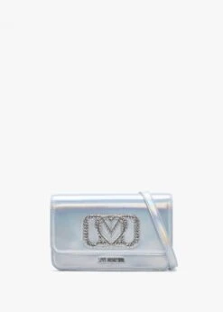 LOVE MOSCHINO Diamond Rush Argento Holographic Shoulder Bag