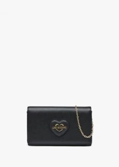 LOVE MOSCHINO Flapover Black Chain Strap Shoulder Bag
