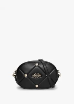 LOVE MOSCHINO Heart Studs Black Cross-Body Bag