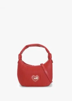 LOVE MOSCHINO Small Pleated Rosso Hobo Bag