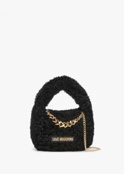 LOVE MOSCHINO Smart Black Faux Fur Cross-Body Bag