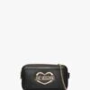 LOVE MOSCHINO Large Black Zip Around Wallet On A Chain