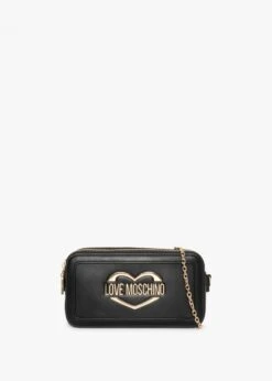 LOVE MOSCHINO Large Black Zip Around Wallet On A Chain