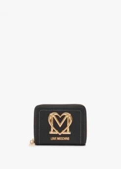 LOVE MOSCHINO Small Super Gold Black Wallet