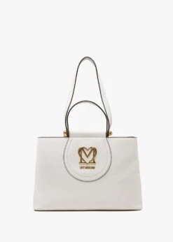 LOVE MOSCHINO Super Gold Off White Tote Bag