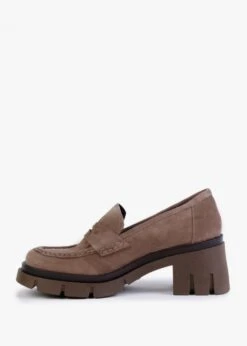 Luckyloaf Taupe Suede Chunky Loafers -Daniel Footwear Shop luckyloaf p133508 199400 image