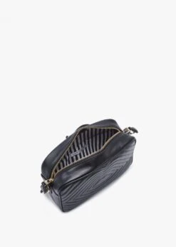 Bella Black Lip Ripple Quilted Leather Cross-Body Bag -Daniel Footwear Shop lulu bella p135891 196244 image