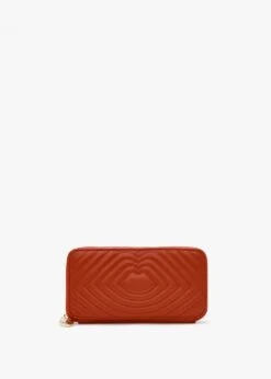 Tansy Ripple Lip Quilted Red Leather Wallet