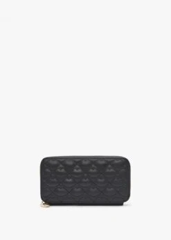 Tansy Lip Quilted Black Leather Wallet