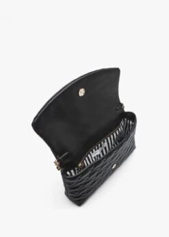Tara Quilted Lips Black Leather Clutch Bag -Daniel Footwear Shop lulu tara p135898 196283 image