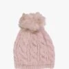 Pink Cable Knit Pom Pom Hat