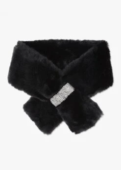 Black Faux Fur Embellished Collar
