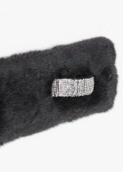 Black Faux Fur Embellished Collar -Daniel Footwear Shop mal crystal collar p134513 199445 image