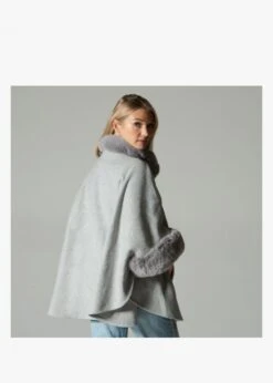 Grey Faux Fur Trim Cape -Daniel Footwear Shop mal faux fur cape p134519 197661 image