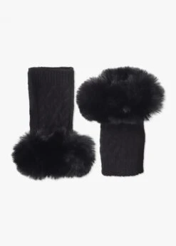 Black Faux Fur Fingerless Gloves