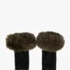 Khaki & Black Faux Fur Fingerless Gloves
