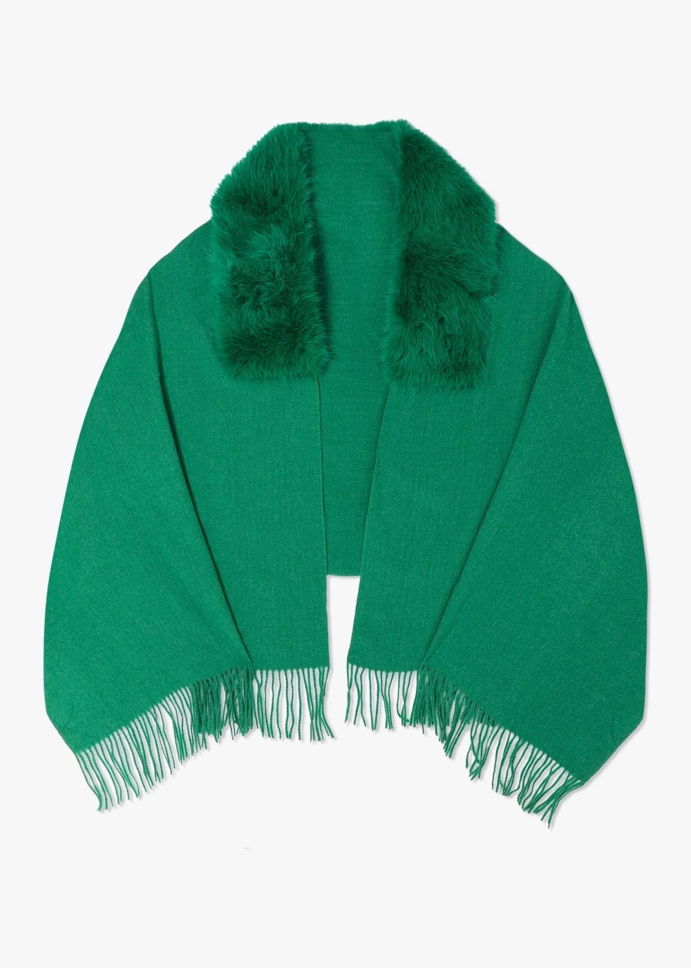Green Faux Fur Collar Shawl 1 Green Faux Fur Collar Shawl