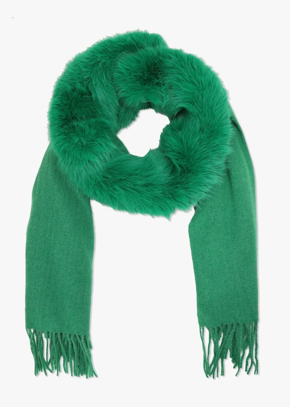 Green Faux Fur Collar Shawl 2 Green Faux Fur Collar Shawl - Image 2