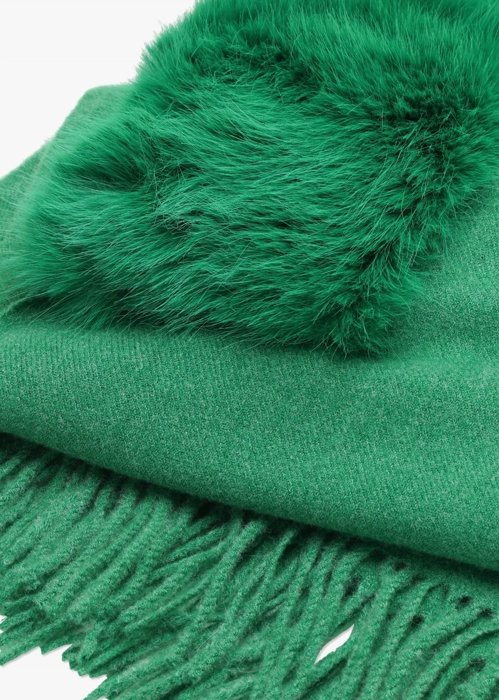 Green Faux Fur Collar Shawl 3 Green Faux Fur Collar Shawl - Image 3