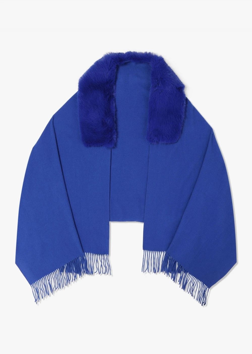 Blue Faux Fur Collar Shawl 1 Blue Faux Fur Collar Shawl