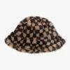 Checked Black Multi Faux Fur Bucket Hat