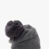 Grey Slouchy Knitted Pom Pom Hat