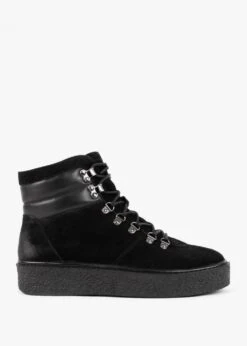 Black Suede Sporty Ankle Boots