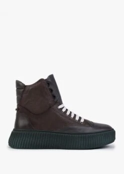 Green & Brown Leather Reptile Sporty Ankle Boots