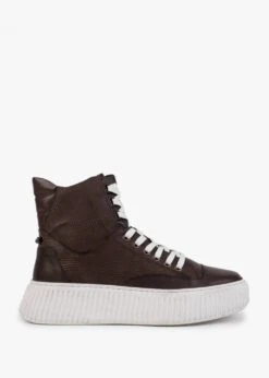 Brown Leather Reptile Sporty Ankle Boots