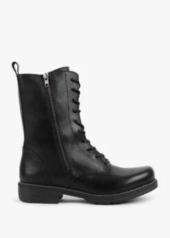 Black Leather Calf Boots