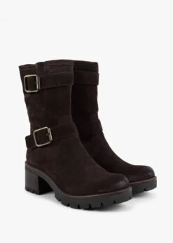 Brown Suede Double Buckle Heeled Calf Boots -Daniel Footwear Shop manas boot 4 p131501 202328 image
