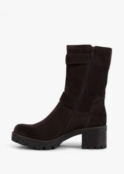 Brown Suede Double Buckle Heeled Calf Boots -Daniel Footwear Shop manas boot 4 p131501 202330 image