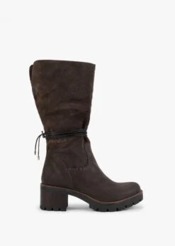 Brown Leather Fold Over Cuffed Calf Boots