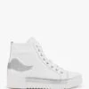 Angels White Leather Silver Wing High Top Trainers