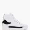 Angels White Leather Black Wing High Top Trainers