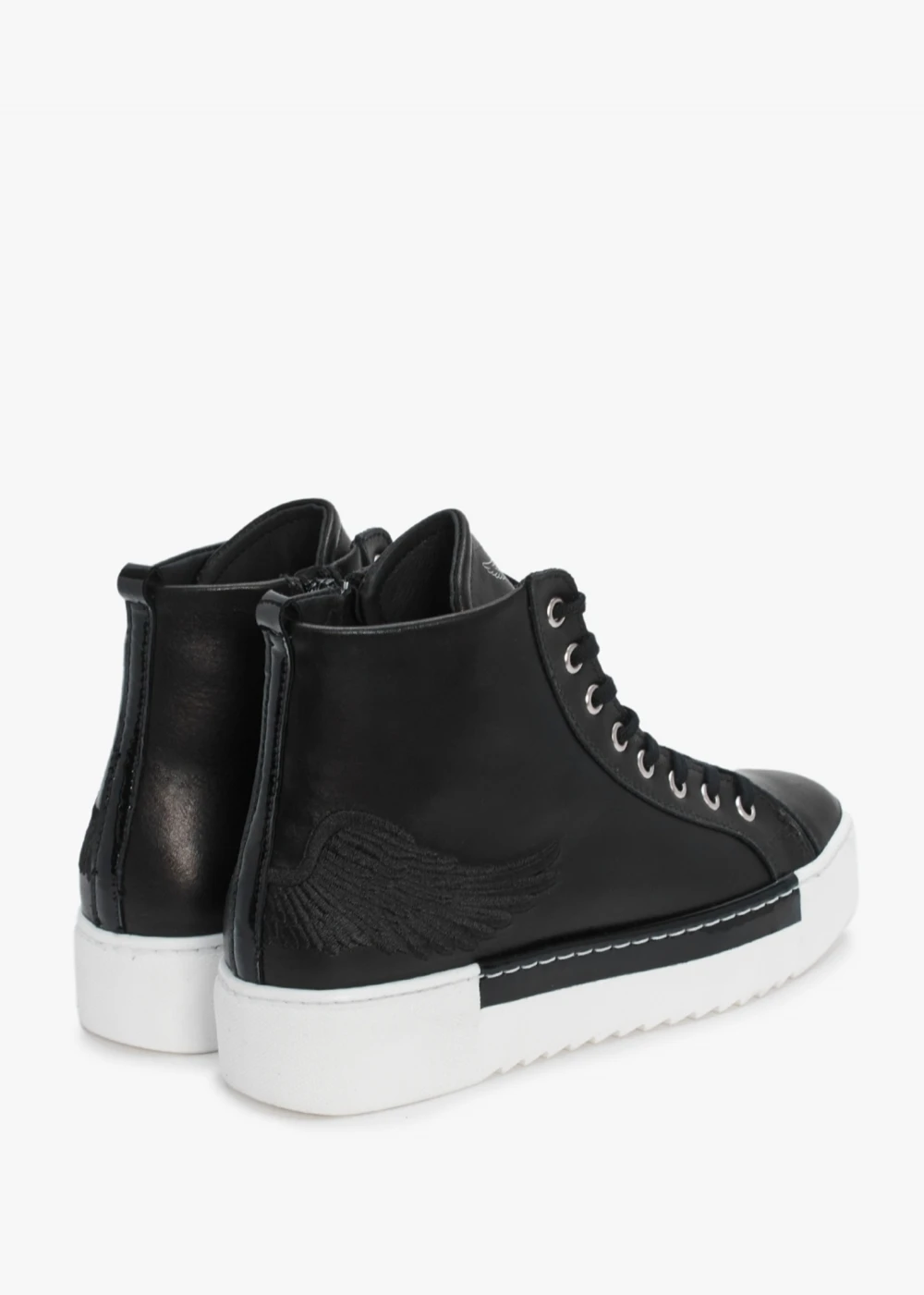 Angels Black Leather Black Wing High Top Trainers 3 Angels Black Leather Black Wing High Top Trainers - Image 3